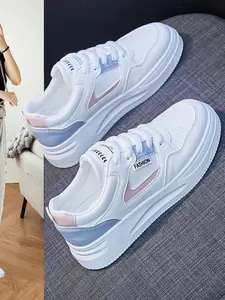 Women's Fashionable Lace Up Low Top Sneakers Trainer, Casual Comfortable Board Shoes for Daily Wear, Female All-match Round Toe Shoes for Daily Wear