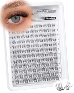 Natural Lash Clusters Clear Band Eyelash Clusters Venus Cluster Lashes Extensions Wispy Cluster Eyelash Extensions Easy Individual Lashes for No Makeup Makeup Daily Wear (Velure, 8-16MM, CC-Curly)