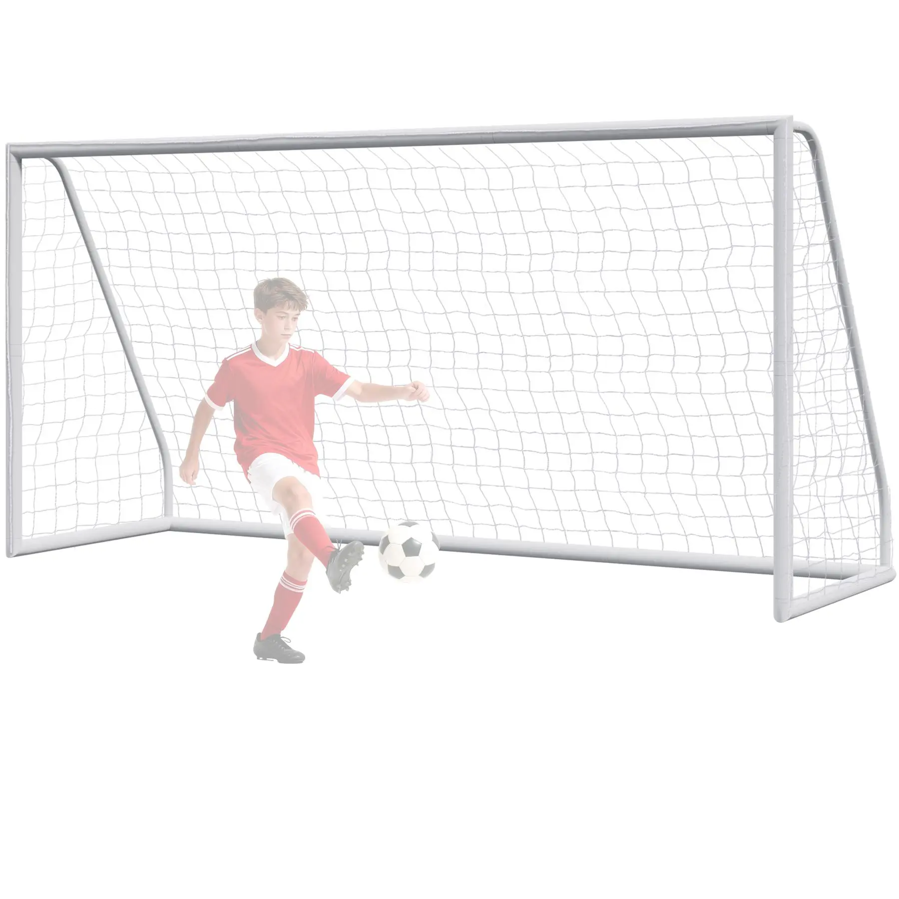Professional Soccer Goal, 6ft/8ft/10ft/12ft All-Weather UPVC Frame, Tool-Free Setup, Stakes, Bonus High-Visibility Training Cones, Portable with Carry Bag for Backyard & Beach, Bonus Training Cones, High-Visibility Cones