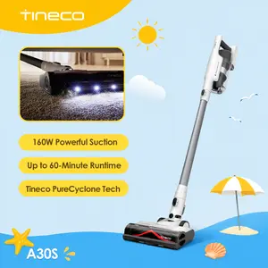 TINECO A30S Handheld Cordless Vacuum Cleaner, 160W Powerful Suction, 60-Min Runtime, 1L Large Dustbin, Rechargeable Lightweight Versatile Home Cleaner, ZeroTangle Brush, PureCyclone Tech, LED Headlight