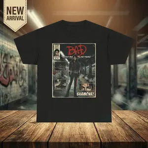 Michael Jackson Bad Era Comic Book Cover T-Shirt, 80s Pop Icon Graphic Tee Heavy Cotton Tee Shirt, 100% Heavy Cotton Shirt
