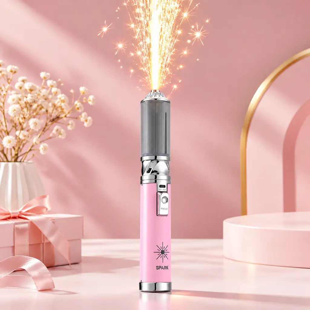 Pink Handheld Spark Atmosphere Wand, Portable Rechargeable Party Light Stick for Birthday, Wedding and Night Scene Shooting  A must-have for Halloween and Christmas, packed with great festive atmosphere.