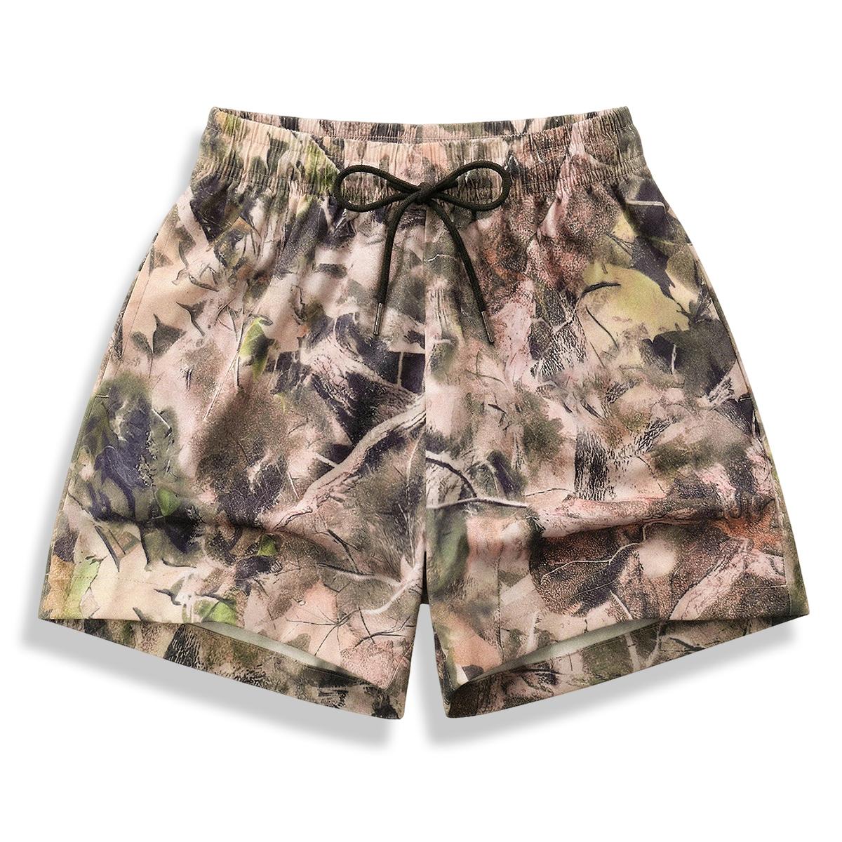 Women’s casual shorts with a simple camouflage pattern and a drawstring waist—perfect for summer wear and also suitable for wearing when going out. Summer shorts, women's clothing