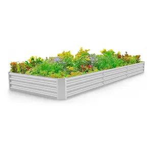 Land Guard 12×4×1ft Galvanized Raised Garden Bed Kit for Vegetables, Galvanized Super Large Metal Planter Raised Garden Boxes Outdoor(359 Gallon Capacity)