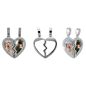 Fashion DIY Memory Photo Frame Memorial Pendant Creative Hip-Hop Heartbreak Heart Splicing Necklace
