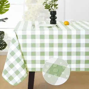 Rectangle vinyl tablecloth 100 waterproof buffalo gingham plastic table cloth heavy duty wipeable table covers for picnic outdoor camping 54 x 78 sage green
