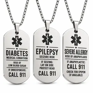 LifeTag Medical Alert Necklace | Emergency Tag for Diabetes, Epilepsy & Severe Allergy