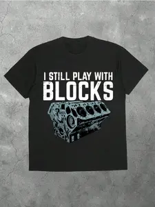 Men's Car Enthusiast Graphic Tee, Fun Engine Cylinder Design, Casual Fitted Long Sleeve Top, Ideal for Auto Lovers & Mechanics, Casual Streetwear Top