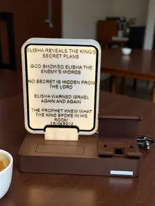 The Elevate - Scripture Display & Phone Stand Black Brown Gray White Red Engraved Psalm 113:7-9 for Kitchens Offices or Bedside Tables Meaningful Gift of Encouragement and Faith Smartphone Cellphone Signs Decor