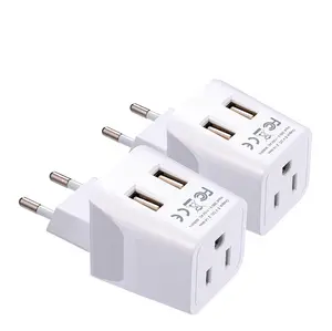 European, Egypt Travel Adapter Plug with Dual USB - Type C - 2 Pack (CTU-9C)