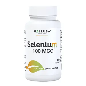 HALLUSA NATURAL Selenium 60 Tablets 60 Day Supply US Antioxidant Immune Support Dietary Supplement for Heart Health Gluten Free Sugar Free - Wellness