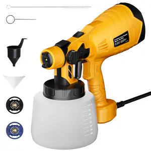 1.8m US-Spec Corded Paint Sprayer 30000RPM High Speed for Dewalt 20V MAX Battery, HVLP Spray Paint Gun with 2 Copper Nozzles and 3 Patterns for Furniture Home House Painting
