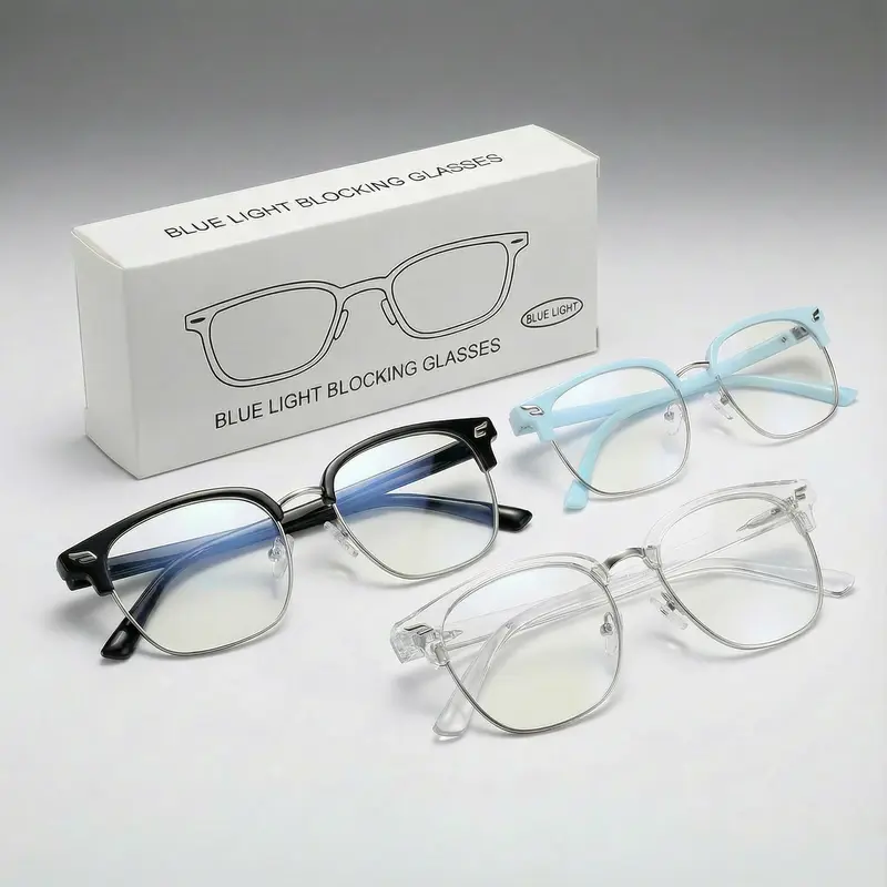 2026 Upgraded Blue Light Blocking Glasses - Women's Men's Full Rim Black Metal Frames, Oval Non-Prescription Eyewear for Computer Use, Parties & Reading