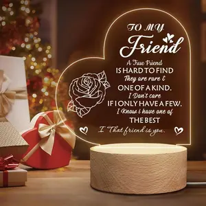 Acrylic Night Light USB Powered Wooden Base Unique Puzzle Decoration Party Table Gift Idea for Brothers Sisters Any Occasion