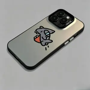 Anime Shark Pattern Black Silicone Smartphone Casing - Military-Grade Drop Protection, Anti-Scratch, Ultra-Thin Cover for iPhone 17 Pro Max, 16 Pro Max, 15 Plus, 14, 13, 12, 11, Xs, XR & Air Handheld Accessories