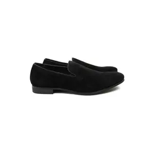 Mens Black Suede Slip On Loafers Smoking Prom Wedding Shoes By AZARMAN