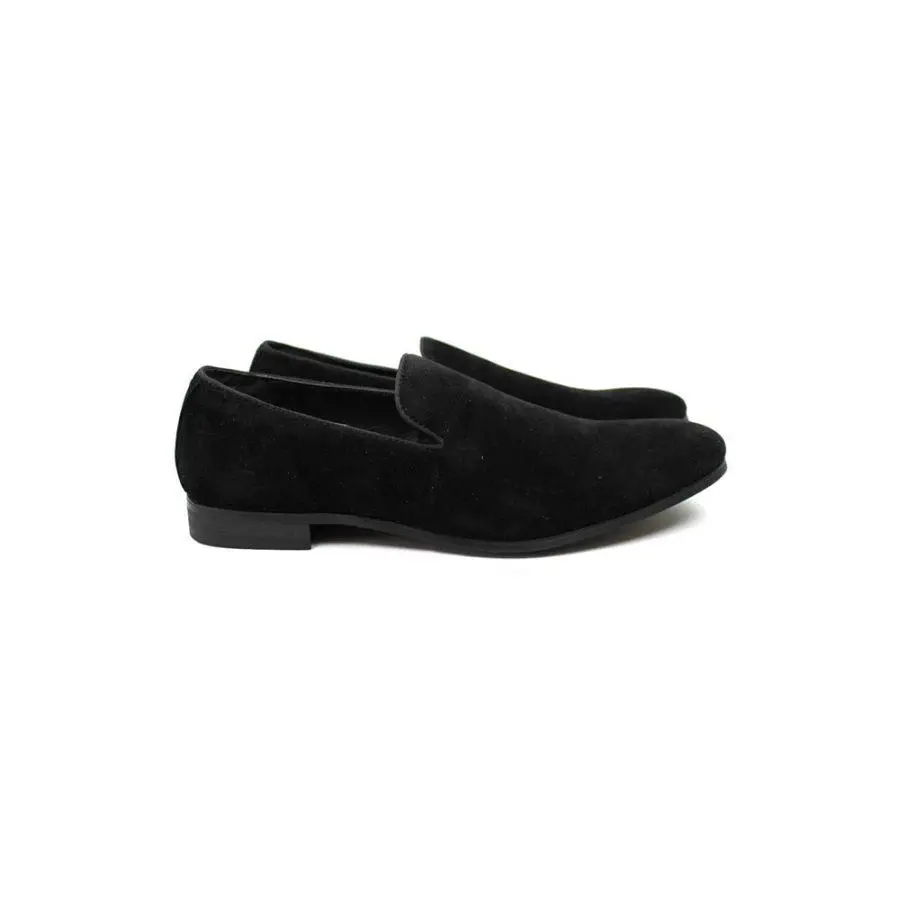 Mens Black Suede Slip On Loafers Smoking Prom Wedding Shoes By AZARMAN