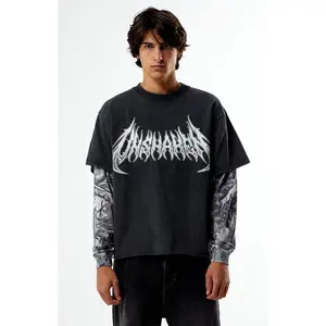 Pacsun Men's Unshaken Cropped Camo 2fer Long Sleeve T-Shirt Pacsun Men's Unshaken Cropped Camo 2fer Long Sleeve T-Shirt