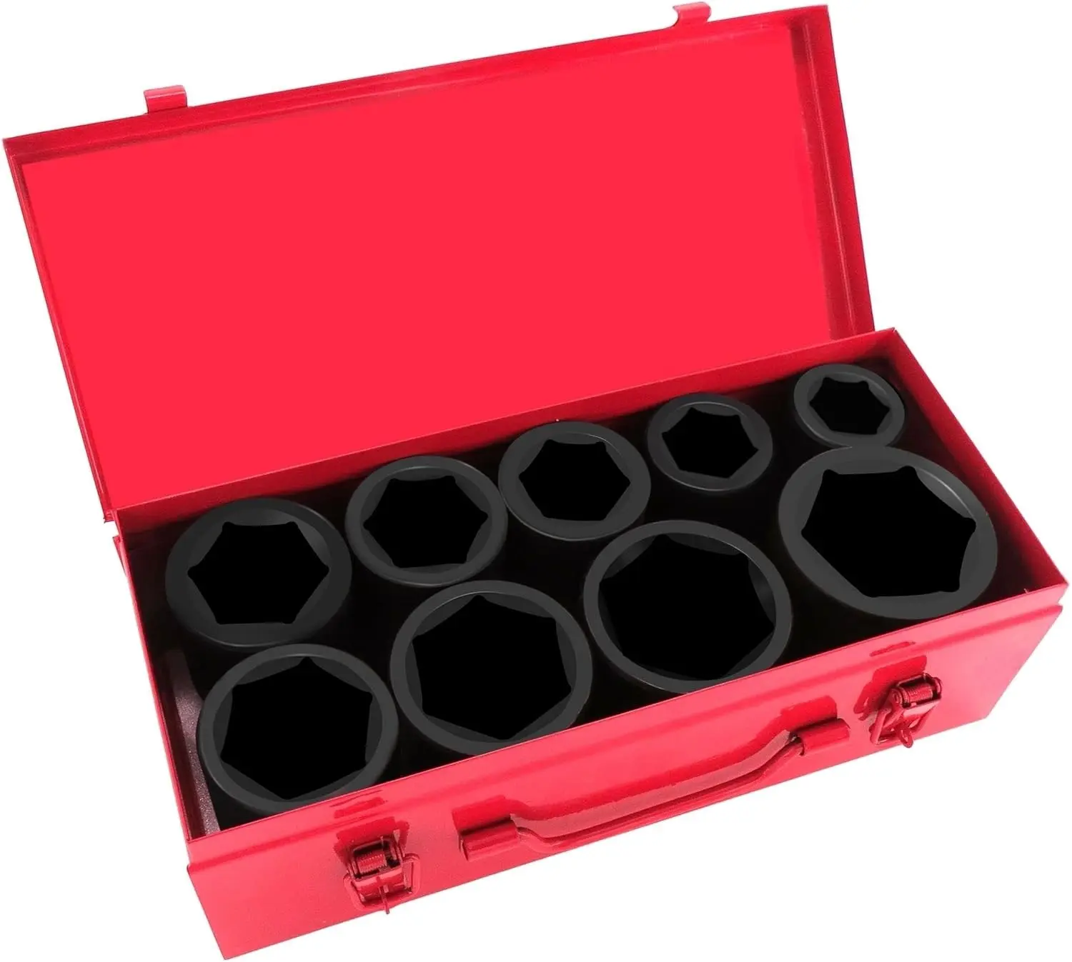 1 Inch Drive Deep Impact Socket Set,9 Pieces,6-Point,SAE Sizes (1",1-1/8",1-1/14",/8",1-1/2",1-5/8",/4",1-7/8",2"),Cr-Mo Steel, Heavy Duty, Hardware, Hand Tools, Wrench