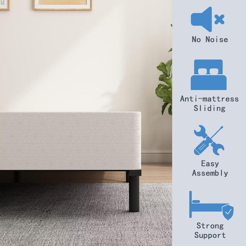 Queen Heavy Duty Box Spring Foundation,Mattress Foundation 3000lbs Max Weight Capacity/Non-Slip/No Noise/Easy Assembly/Easy Clean Cover,Queen