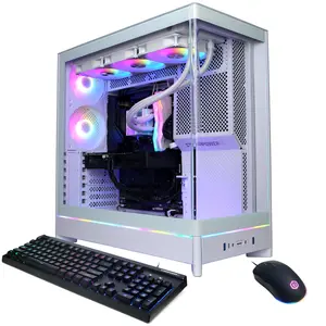CyberPowerPC SLC11180CPG Gaming Desktop PC, AMD Ryzen 9 9900X, 32GB DDR5, Radeon RX 9070 XT 16GB, 2TB PCIe 4.0 NVMe SSD, WiFi/BT, RGB Gaming Keyboard/Mouse & Windows 11 Home