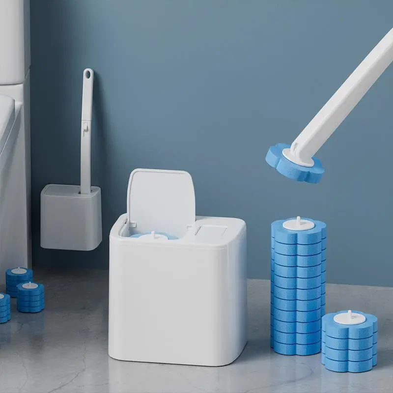 Toilet Brush Set with Holder, 1 Set Toilet Brush & Bowl & Disposable Refill Brush Heads Kit, Cleaning Supplies, Home Essentials Bathroom Gadgets, Bathroom Accessories