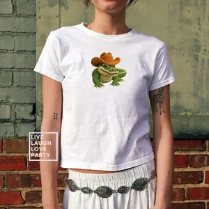 Coastal Gator Y2K Baby Tee, College Merch, Whimsigoth Yarn Art