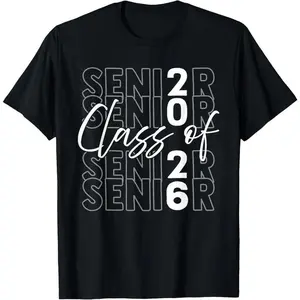 100% Cotton unny Senior Class of 2026 Senior Student Boys Girls T-Shirt