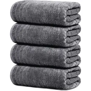 Pack of 4 30 x 60 Inches Extra Large Bath Towels, 100% Cotton, Lighter Weight Quick Dry, Super Soft Absorbent Bath Towel Perfect for Bathroom, Dark Grey