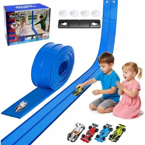 15 Ft Portable Flexible Race Track Set – DIY Bendable Car Ramp Track Set with 4 Race Cars & Suction Cups, Compatible with Hot Wheels 1:64 Diecast, Easter Gift Toy