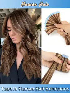 Mini Tape-In Human Hair Extensions, Invisible Straight Texture P4/27, Designed for Women, Micro Tape Hair Extensions, Increase Volume and Length