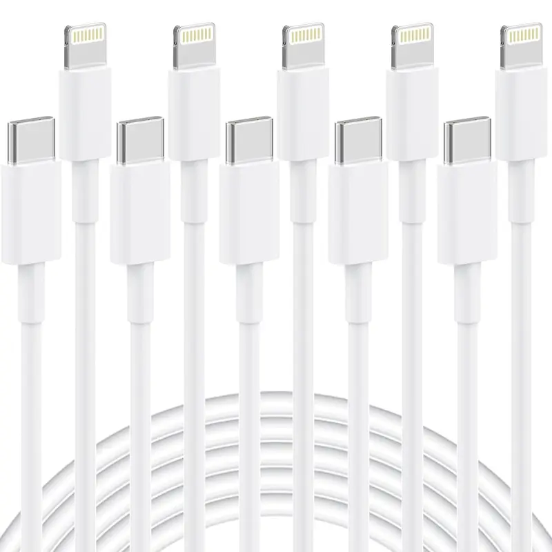 5 Pack 6FT USB C to Lightning Cable, For iPhone Charger Fast Charging Cord for iPhone 14/13/12/11/X/8/7/Plus, iPad