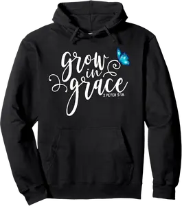 2 Peter 3:18 - Grow in Grace Butterfly Scripture Pullover Hoodie - Wesleylewi Shop 34B08NVHS3K4
