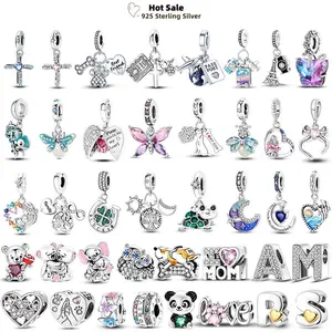 Hot Sale Letter Luminous Firefly Charms 925 Sterling Silver Butterfly Dog Paw Pink Beads S925 Fits Bracelet Necklace DIY Jewelry