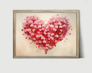 Valentines Day Print, Red Pink Heart Wall Art, Valentines Day Printable Gift, Retro Love Wall Art, Classic Heart Illustration, Cozy Home Decor, Trendy Valentine Poster