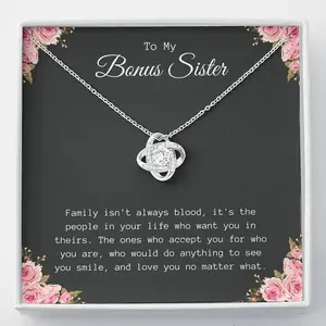 Personalized Necklace for my Bonus Sister - Christmas gift for Bonus Sister, Best gift for Bonus Sister, Birthday gift for my Best Friend, Love Knot.