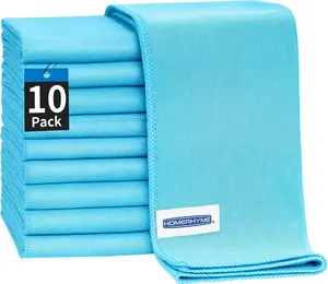 Microfiber Glass Cleaning Cloth - 10 Pack, 16" x 14" Window Cleaning Wipe Towel, Streak Free, Lint Free, Great for All Delicate Surface, Window, Glasses, Stainless Steel, Windshield.