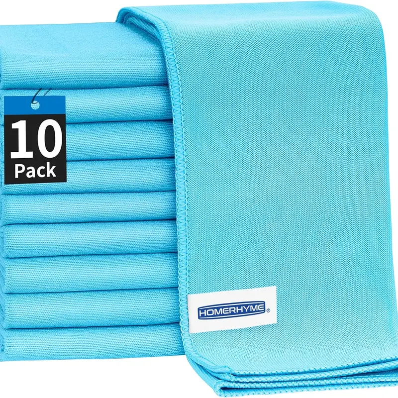 Extra Soft Microfiber Cleaning Cloths (10 Pack, 16"x14") - Lint Free Towels, Scratch-Safe Wipe, Water-Only Clean, 99.8% Dirt Lift, Streak-Free Shine, Machine Washable, Easy Care, 1200 Washes, Long-Lasting, Ideal for Home Windows, Delicate Surfaces