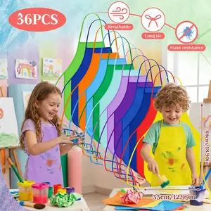 36 Pcs Kids Apron Painting Aprons for Kids, Kids Paint Apron Art Smock for Classroom Painting Party Supplies,Activity Kitchen Crafts