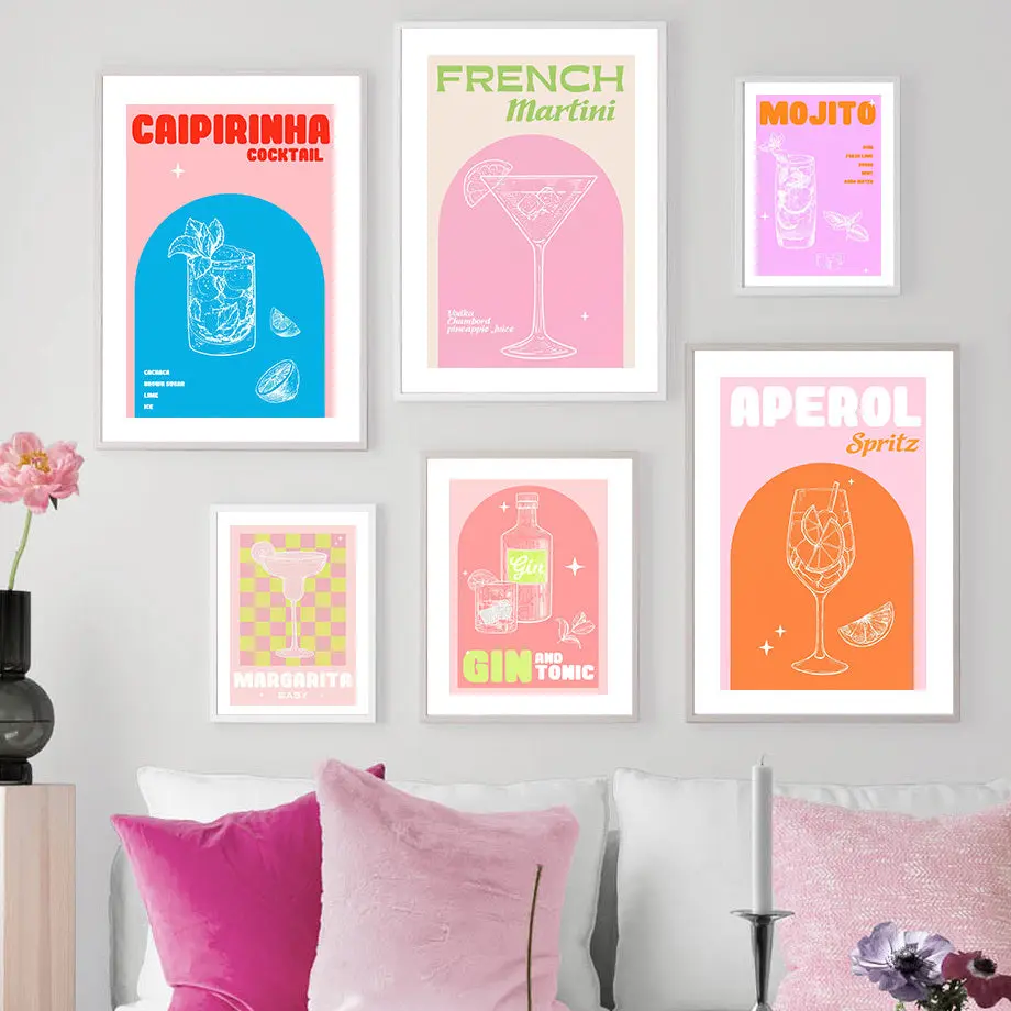 French Martini,Aperol,Margarita,Gin,Wall Art Canvas