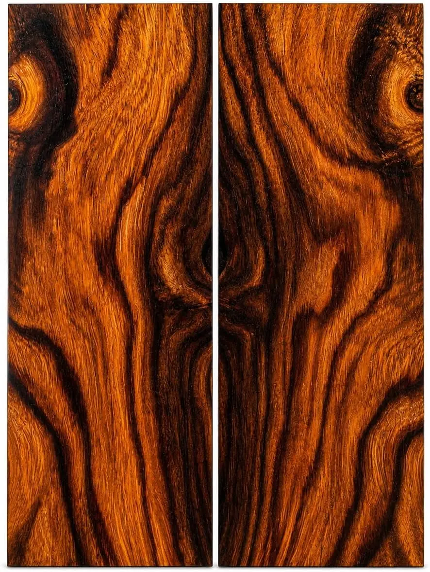 Bookmatched Natural Wood Knife Scales (Ironwood) - Exotic Wood Knife Handle Scales - Knife Makers Material - Size 5 1/8 x 1 3/4 x 1/2 Inches - 1 Pair