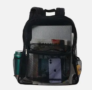 Clear Mesh Backpack Heavy Duty See Through School Bag For Students Men Women