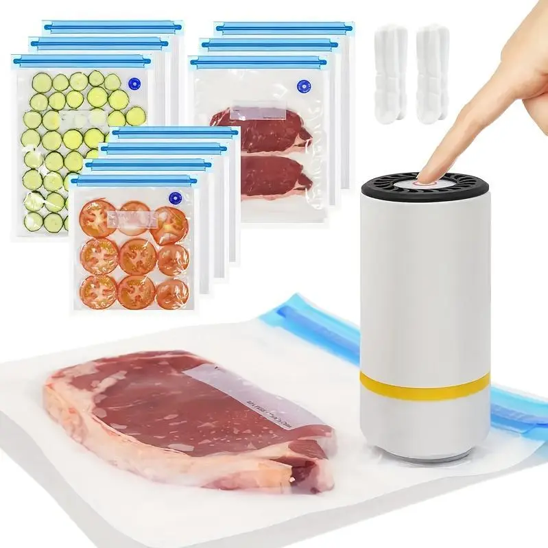 Portable 3-In-1 Vacuum Sealer - USB Rechargeable, Handheld Design for Fresh Food Storage And Preservation, Moisture-Proof with Lithium Battery, Ideal for Fruits And Vegetables