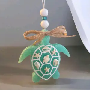 Sea Turtle Long Lasting Scented Hanging Car Freshie - Green Turtle Design with Bow, Unique Scent for a Pleasant Driving Experience
