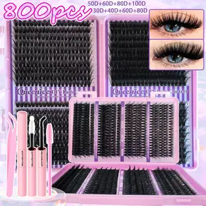 QUEENICE Lashes Cluster DIY Lash Extension Mixed Tray Clusters Eyelashes Fluffy Individual Lashes Cat Eye Lash Extension (30D40D50D60D80D100）