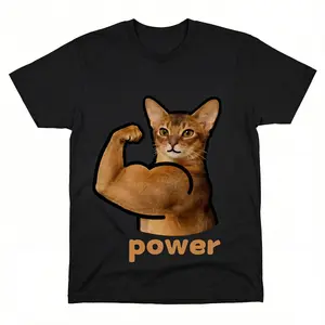 MoodTees Muscle Cat Graphic T-Shirt – Funny Buff Cat Meme Tee, Cute Strong Kitty Print Shirt, Casual Short Sleeve Crewneck, 100% Cotton, Soft Breathable Fabric, Comfortable Relaxed Fit, Trendy Streetwear, Perfect for Gym, Everyday Wear, Gifts