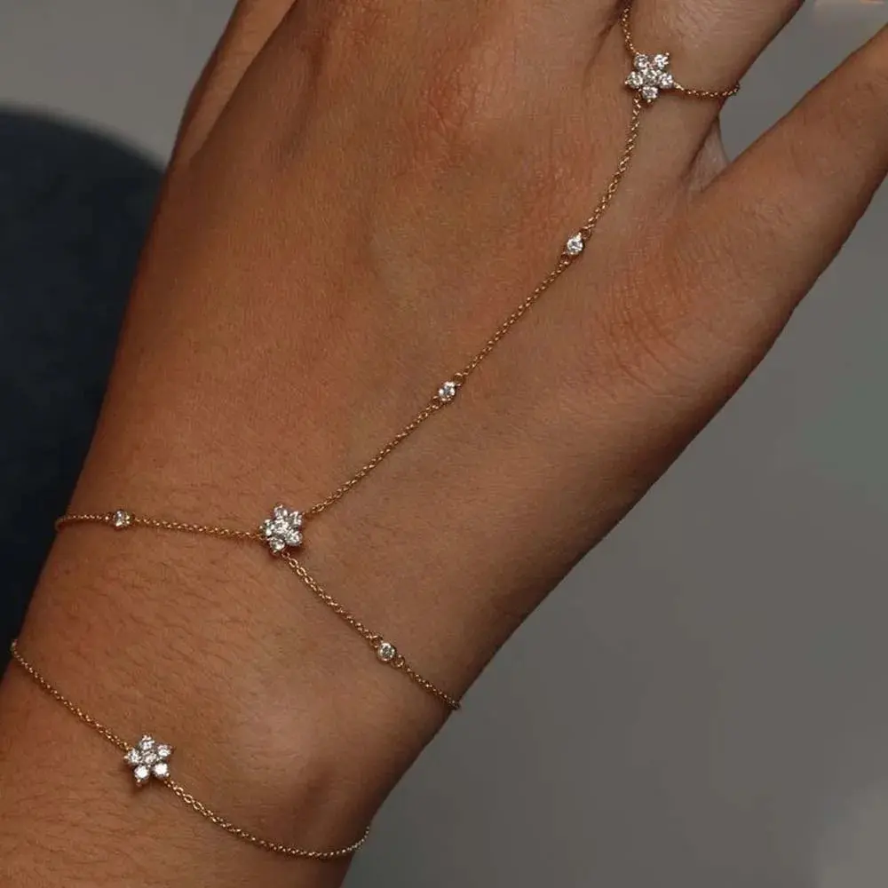 Adjustable Minimalist Hand Chain Finger Bracelet for Women, Stylish Multi-Layer Linked Wrist Jewelry Accessory, Adjustable Minimalist Bangle