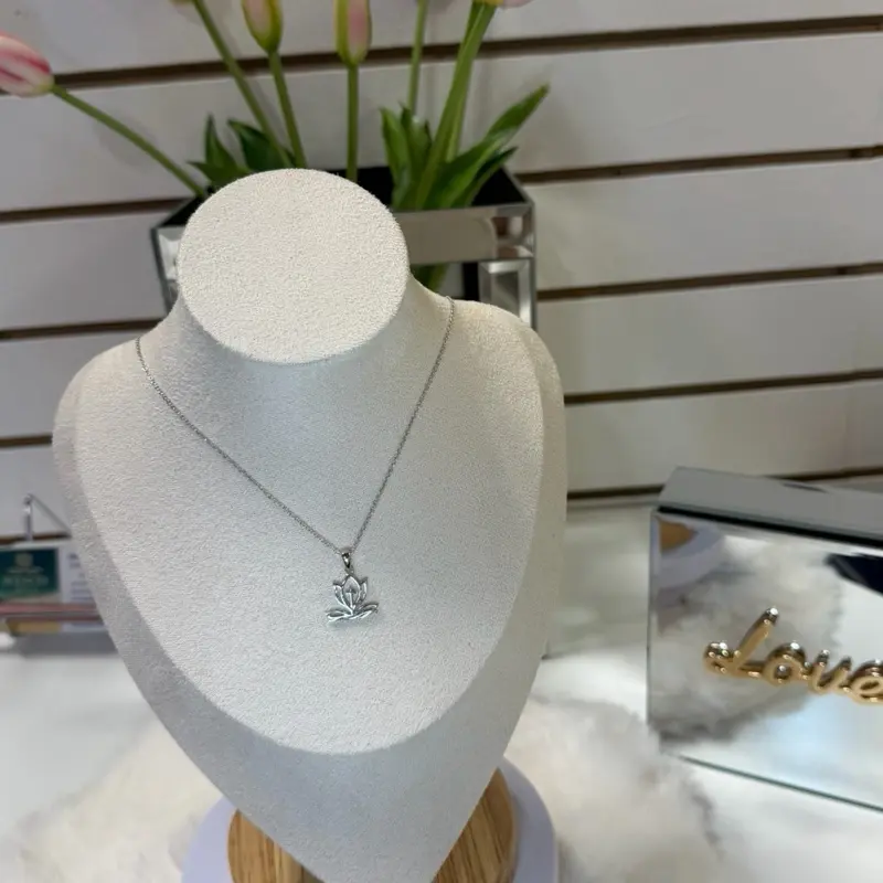 Wences Unisex Crafted in Genuine Silver Minimal Lotus Cross Necklace - 2 Finishes, Gold-Plated Option, Everyday Daily Elegant Symbolic Jewelry Accessory for Growth-Focused Believers
