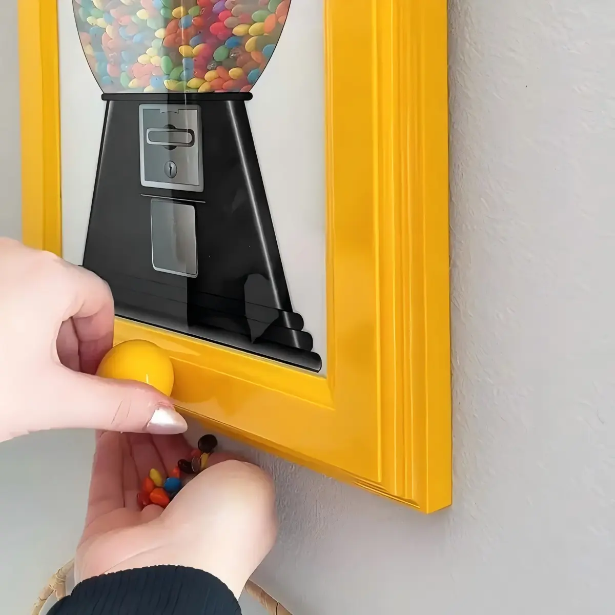 A square photo frame designed to be hung on the wall, equip with a candy dispenser, perfect for display photos and convenient for get candies, nuts and pet snacks,halloween decor