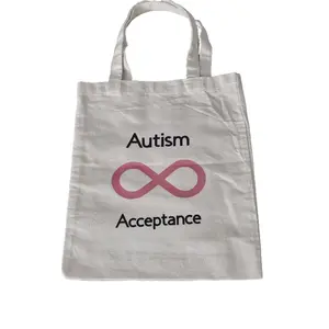 Autism Acceptance Infinity Symbol 14in x 12in Polyester Pink and Purple Tote Bag for Autism Awareness